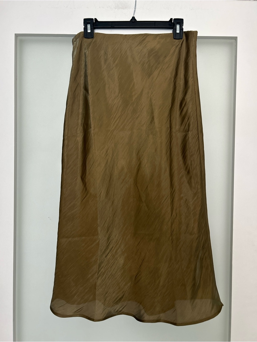 NEW Anthropologie bronze gold midi pull on skirt M